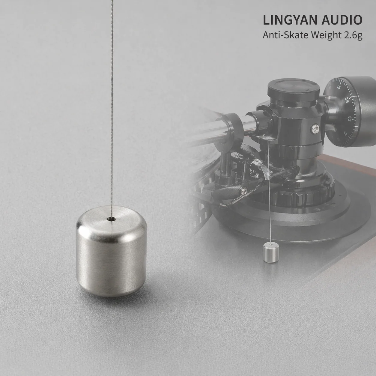 Contrapeso Antideslizante para Tocadiscos SME/LENCO/THORENS, 2.6g, Acero Inoxidable, con Cable de Nailon