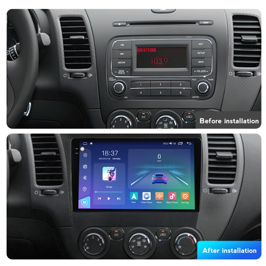 Android Car Screen 9inch Touch Car Screen Set Car Audio Amplificar for  Cerato 2013-2017 9inch