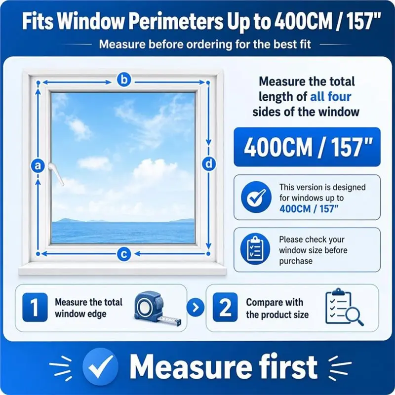 B82B-Portable AC Window Seal Kit 400CM/157 For Casement, Crank-Out & Windows, No-Drill Window Vent Kit