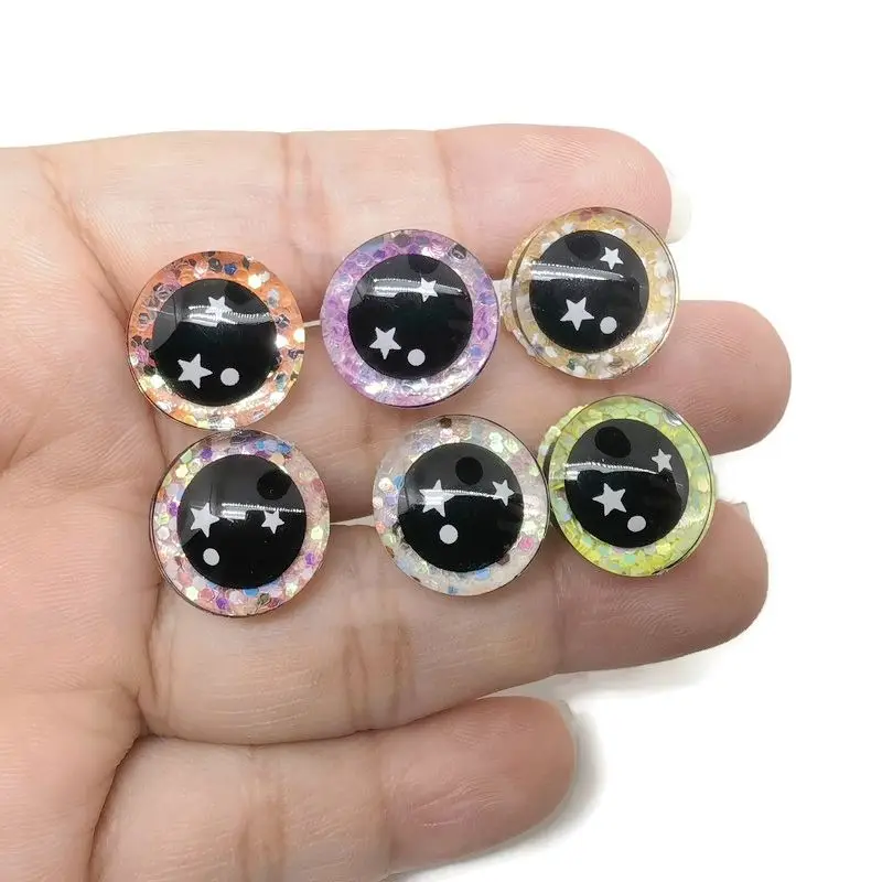 12pcs 9mm to 35mm craft eyes New fashion super 3D glitter toy safety eyes doll pupil eyes with washer