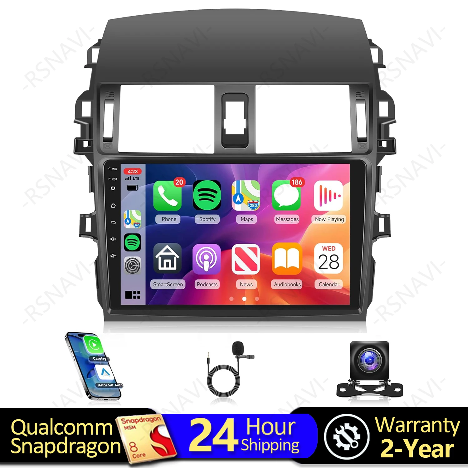 Android 16 Car Stereo CarPlay for Toyota Corolla E140 E150 2009 2010 2011 2012 2013 Stereo Car Radio Multimedia Video Player GPS