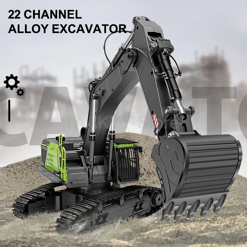 Remote Control Excavator Toy 2.4GHz RC Construction Vehicle Rechargeable Digging Truck Durable Engineering Toy for Boy 3-12Years