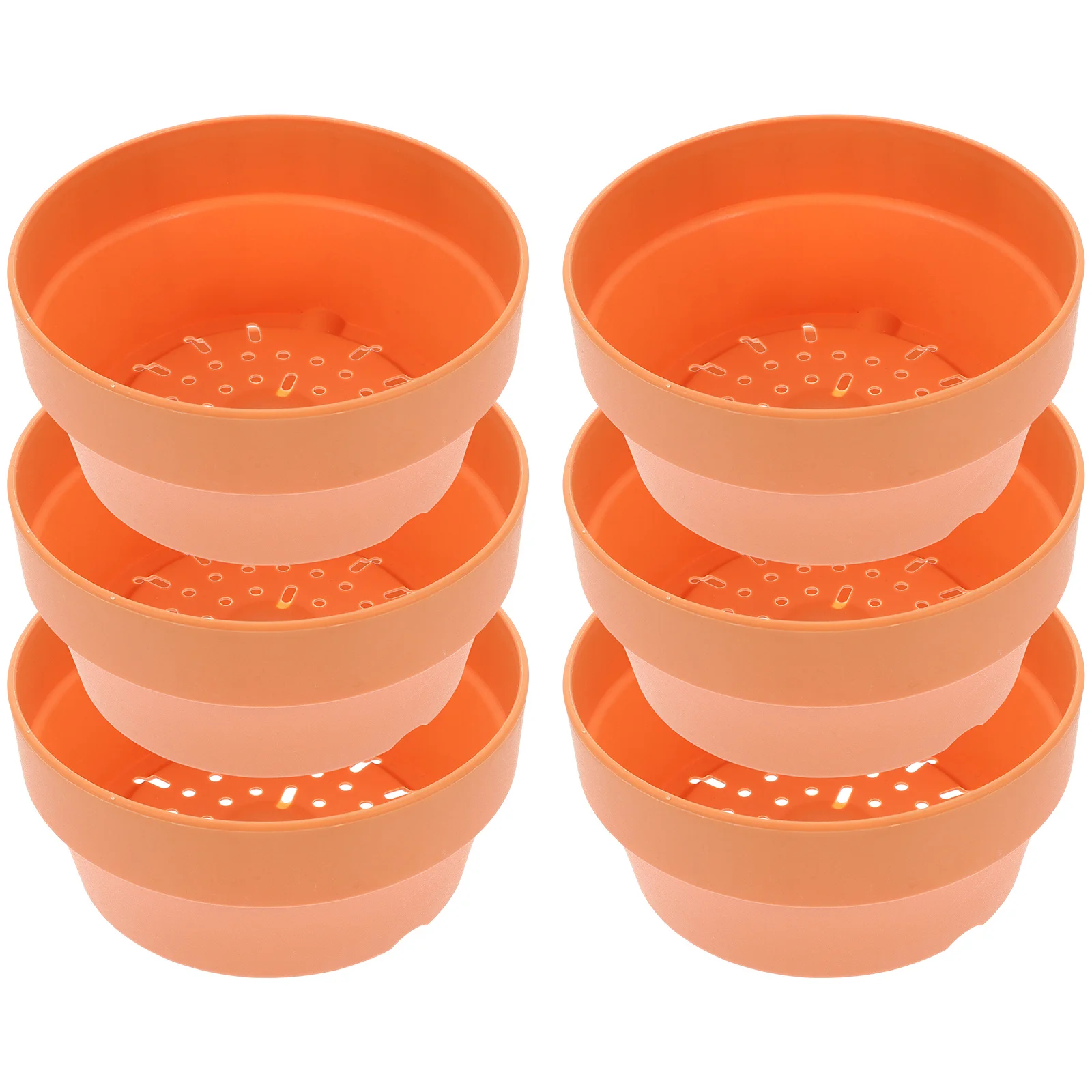 

6Pcs Imitation Clay Plastic Flower Pot Round Design Bottom Drain for Indoor Outdoor Balcony Table Succulent Planter Garden