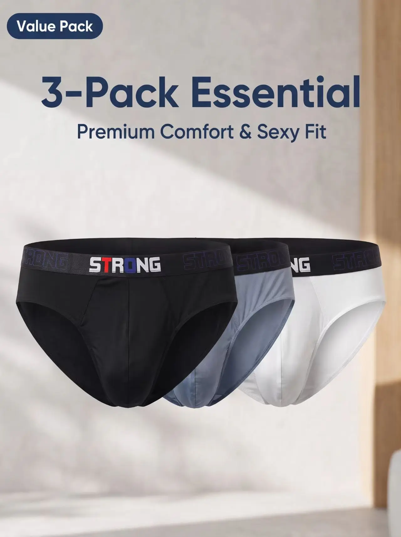 3PCS Men's briefs floral print fashionable Boxter comfortable soft Pant casual sports underwear, mid waist simple men's triangl