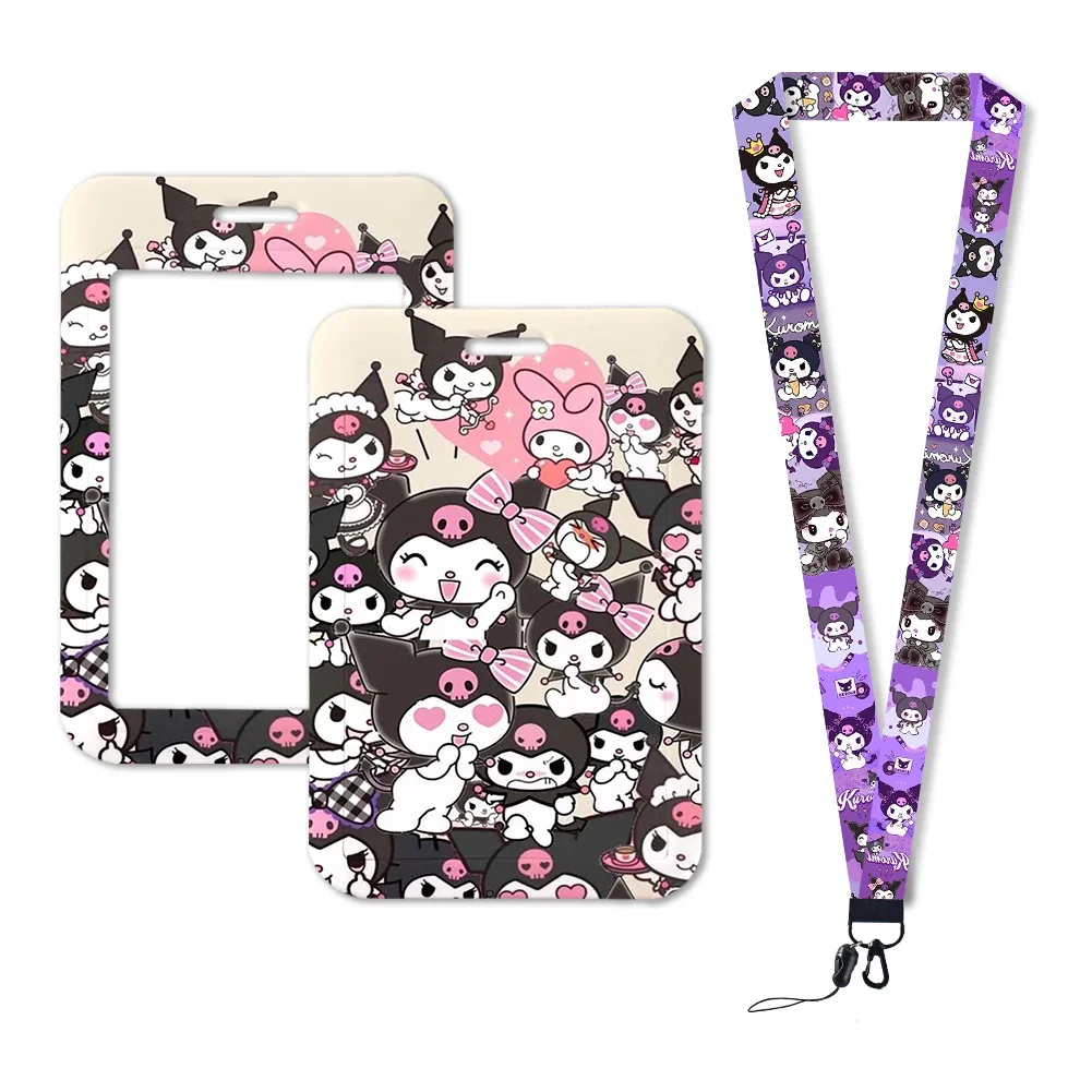 Sanrio Kuromi Lanyard ID Card Holder Lanyard Credential Holders Neck Straps Women Badge Holder Keychains Accessories