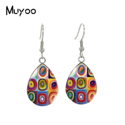 2023 New Kandinsky Circles Tear drop Earring Geometric Art Fish hook Earrings Glass Dome Jewelry Handmade Items