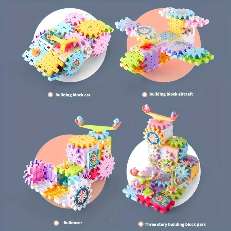 Engrenages rotatifs motorisés pour enfants, ensemble de jouets de Construction d'engrenages électriques, voiture sur Rail, grands blocs de Construction, ensemble de jouets de Construction STEM, cadeaux