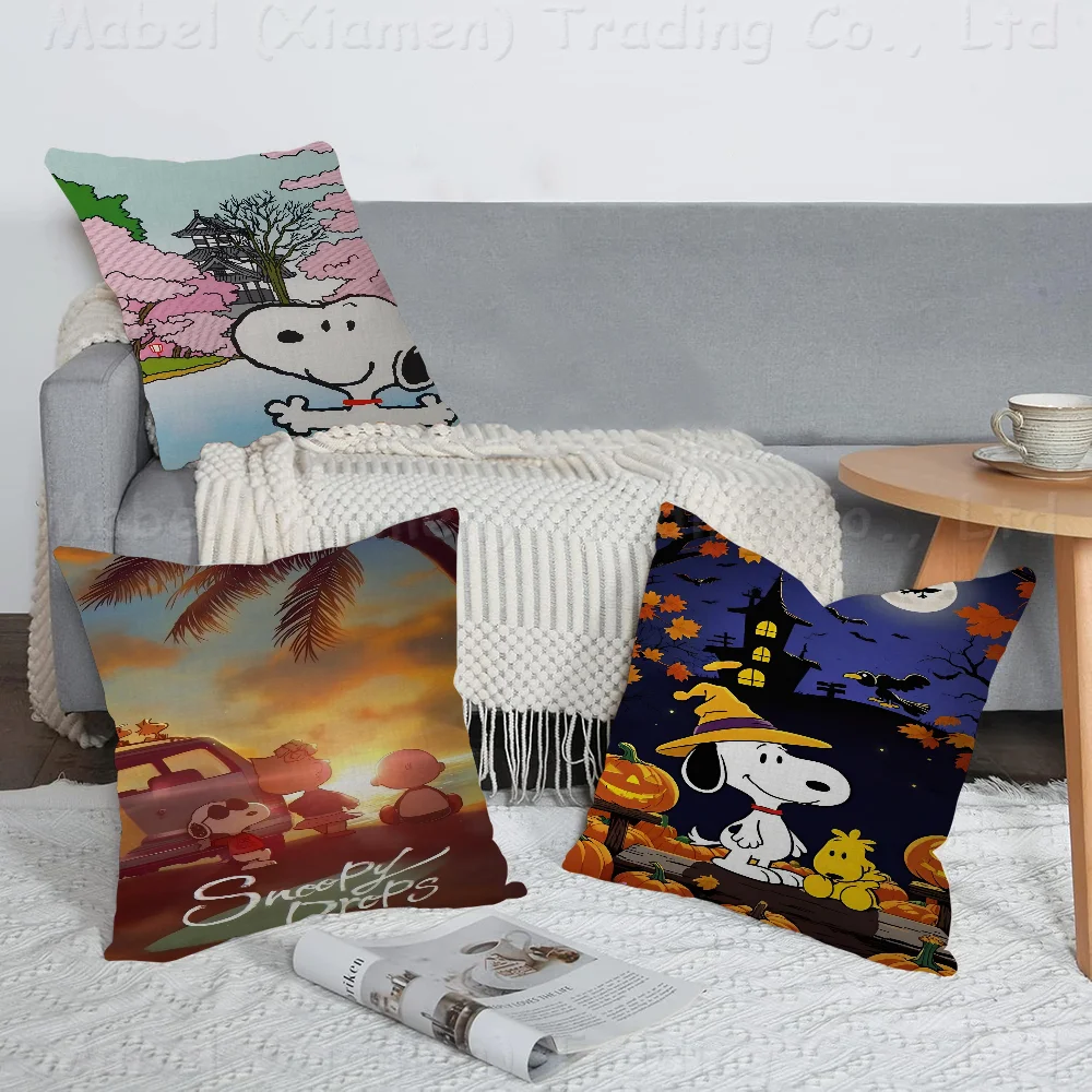 

Snoopy Office Cushion Pillowcase Car Cushion Cover45X45CM Lumbar Pillowcase Sofa Pillowcover