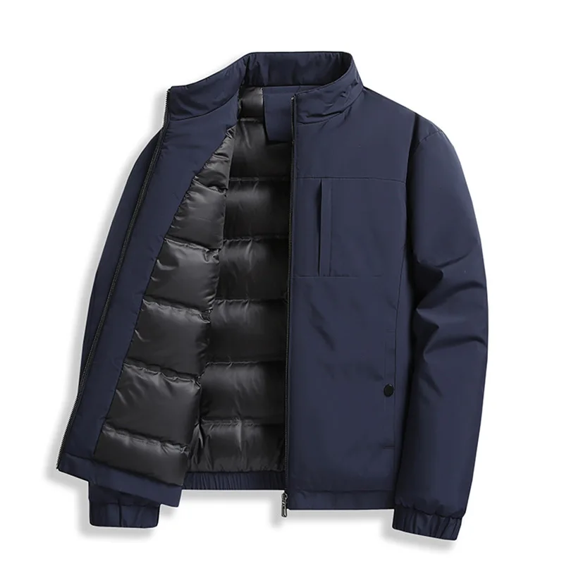 고품질 화이트 덕다운 남성 스탠드 칼라 캐주얼 다운 코트 남성 비즈니스