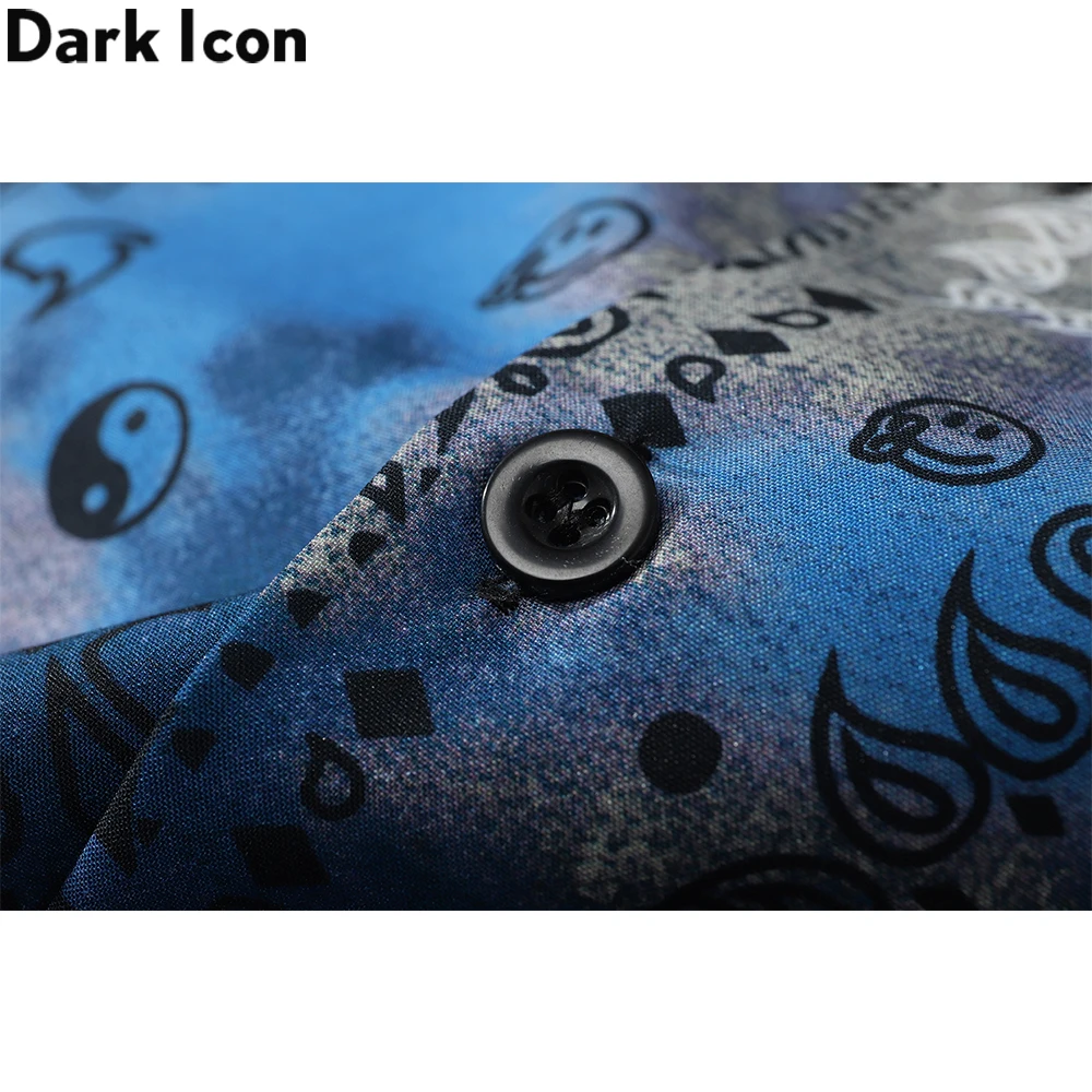 Dark Icon Tie Dyeing Bandana Button Down Shirt Men Paisley Vintage Men\'s Shirts Hoiday Beach Hawaiian Shirts 2023 Summer Man Clo