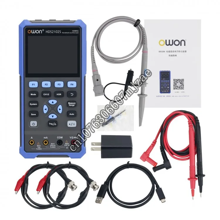 HDS2102S 3-In-1 100MHz Handheld Digital Oscilloscope with 500MSa/s Sampling Rate + Multimeter + Signal Generator