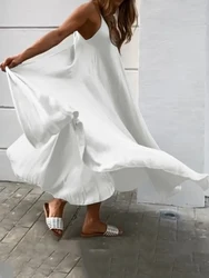 ZANZEA Casual Women Dress 2023 Summer Holiday Beach Sundress Bohemian Big Swing Vestidos Sexy Sleeveless Solid Color Robe Femme