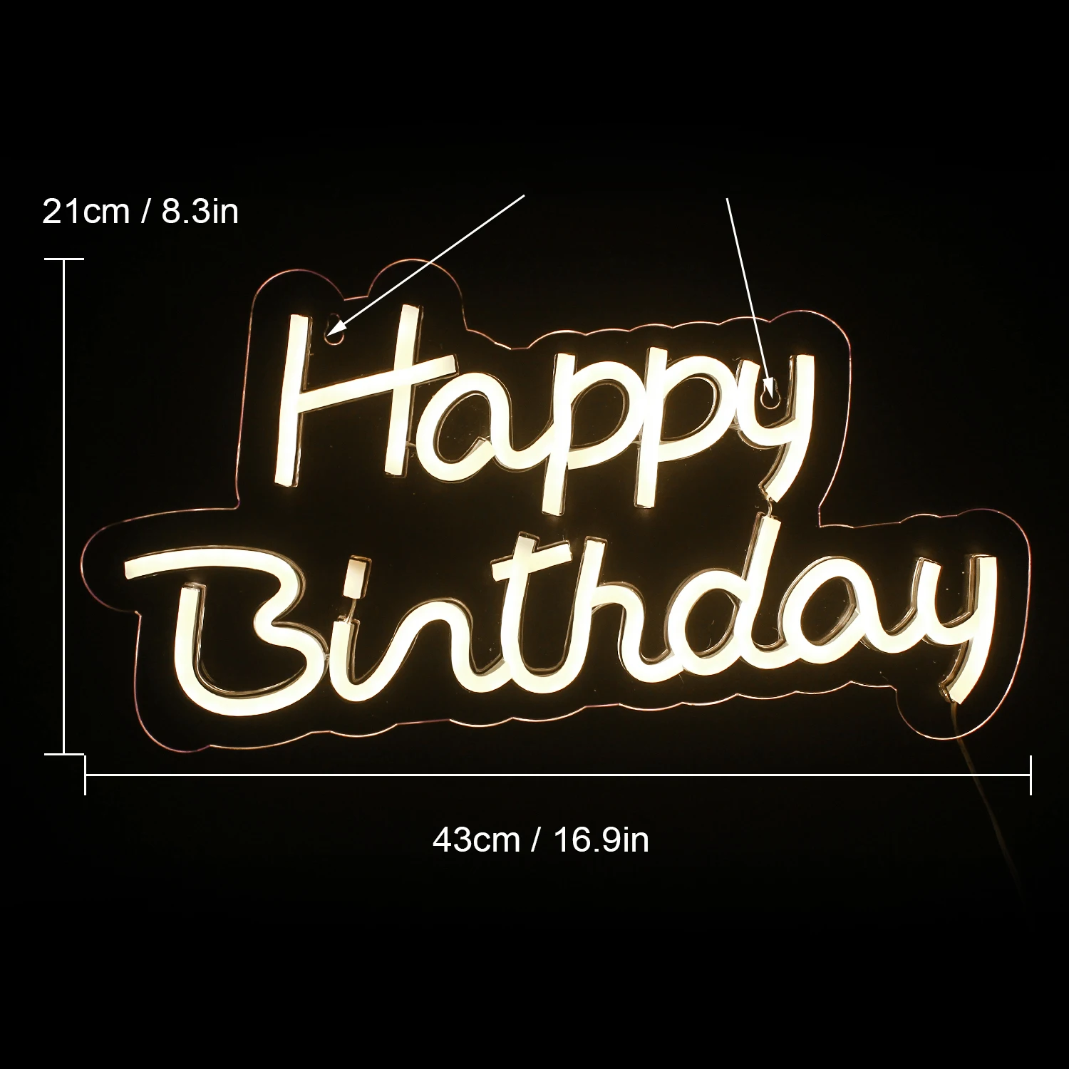 Imagem -05 - Warm White Happy Birthday Neon Sign Party Decor Light up Sinais Led para Backdrop Restaurante Hotel Prom 5v Usb