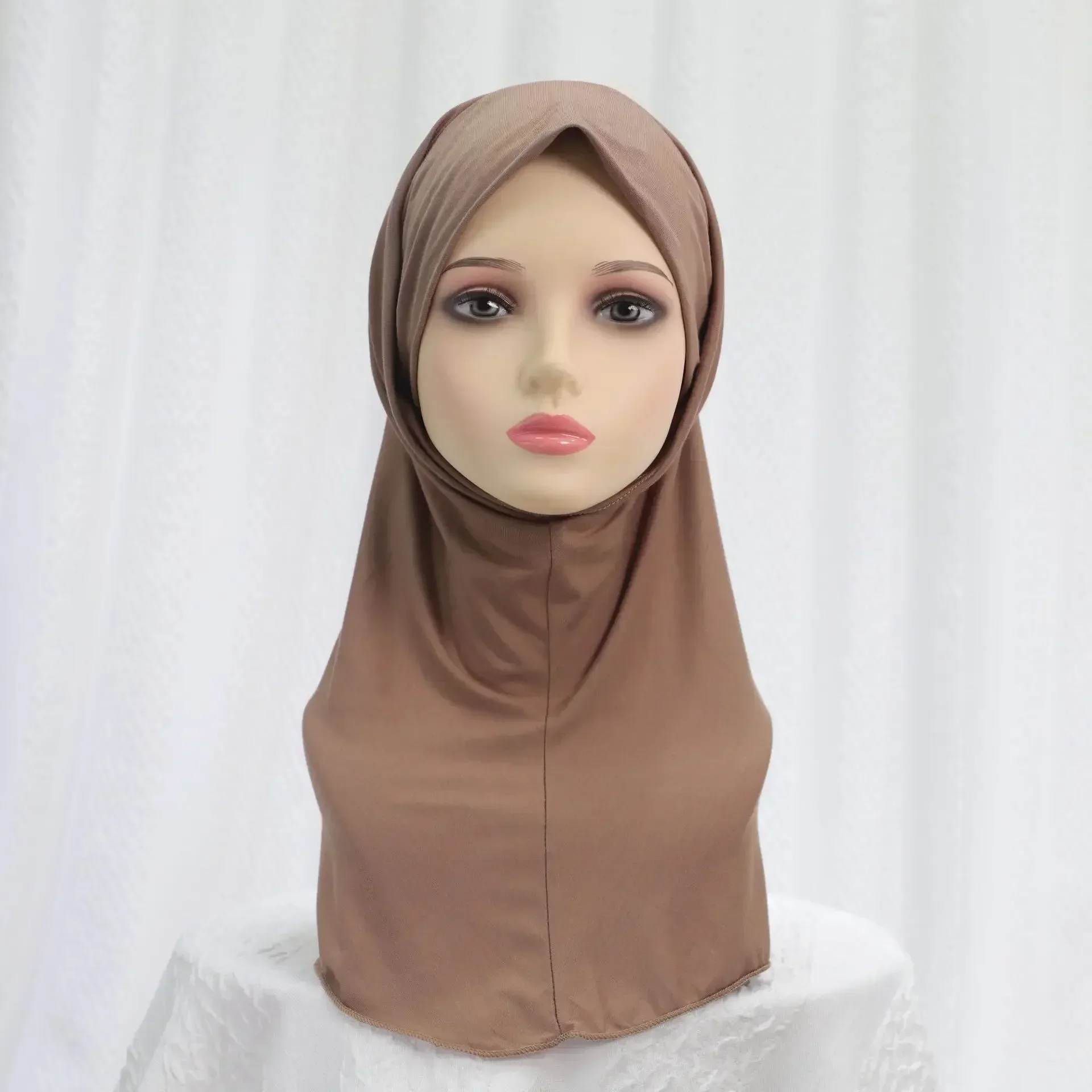 Muslim Women One Piece Amira Instant Scarf Turban Bandage Head Wrap Khimar Pull On Headscarf Islamic Pray Hat Arabic Turbante