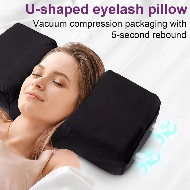 Lash Neck Pillow For Lash Extensions Ergonomic Lash Pillow Memory Foam Lash Bed Pillow+Side Pocket Ergonomic Curve