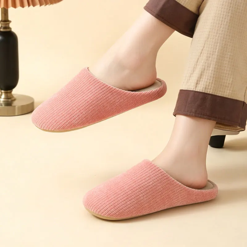 Women's Winter House Slippers Elegant Solid Color Cozy Thermal Non-Slip Daily Indoor Wear Couple Home Shoes