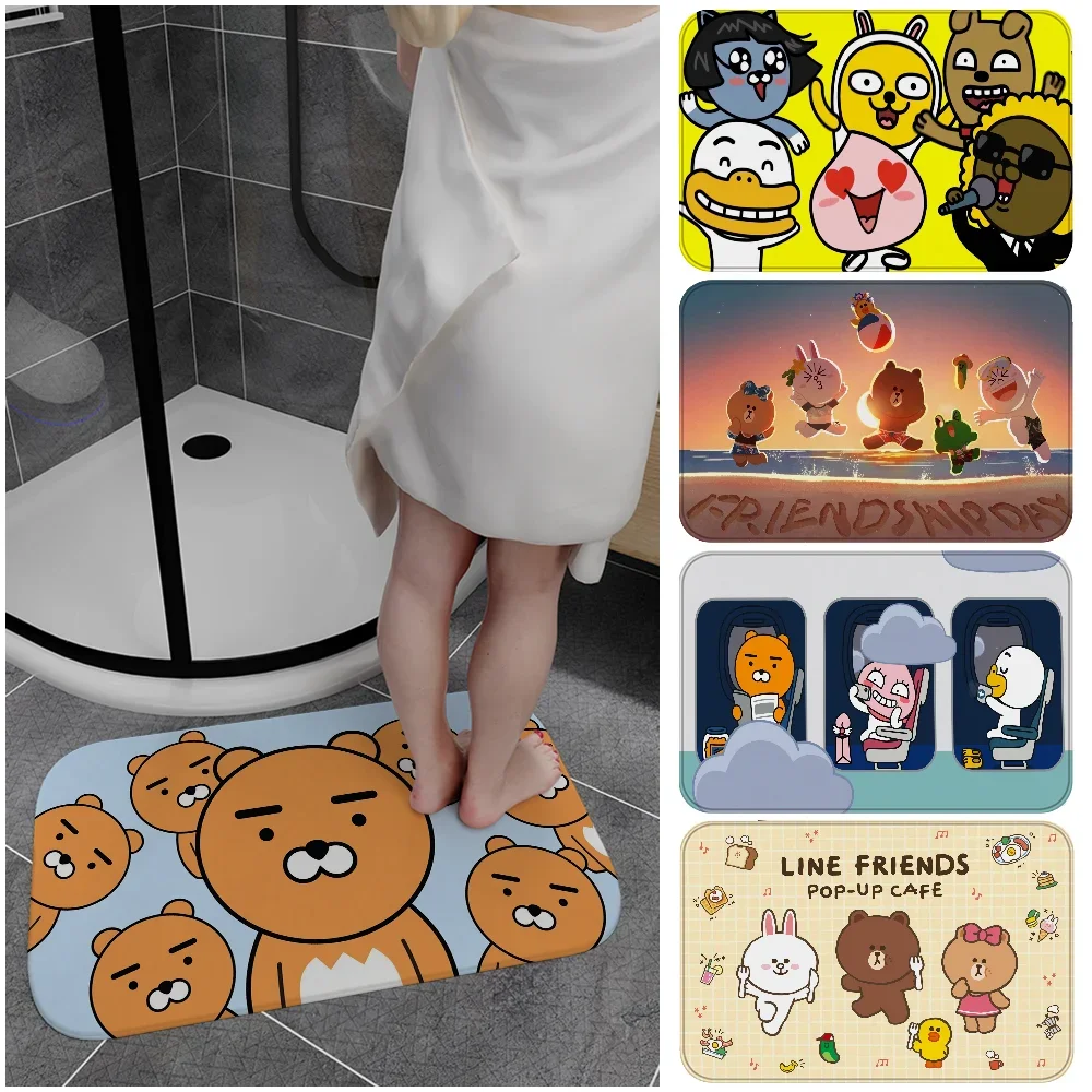 Kakao Friends Floor Mat Rectangle Anti-slip Home Soft Badmat Front Door Indoor Outdoor Mat Hotel Decor Mat