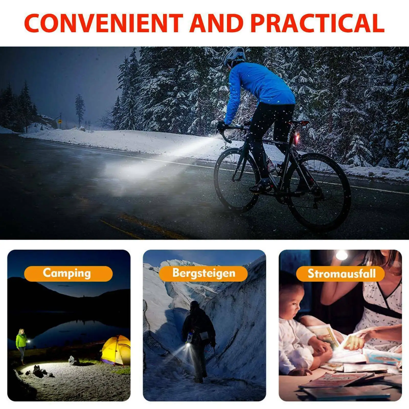 Bi-ke Light Fietskoplamp – USB-oplaadbaar, 3 Modi (sterk, Zwak, Knipper), Waterdicht, Compact, Voor Mountainbike En Nachtritten 3 miniatura
