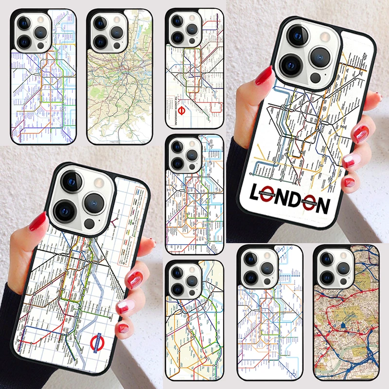 London Underground Tube Map cover For iPhone 15 16 13 12 11 14 Pro Max Mini Max SE 2020 7 8 6S Plus Phone Case