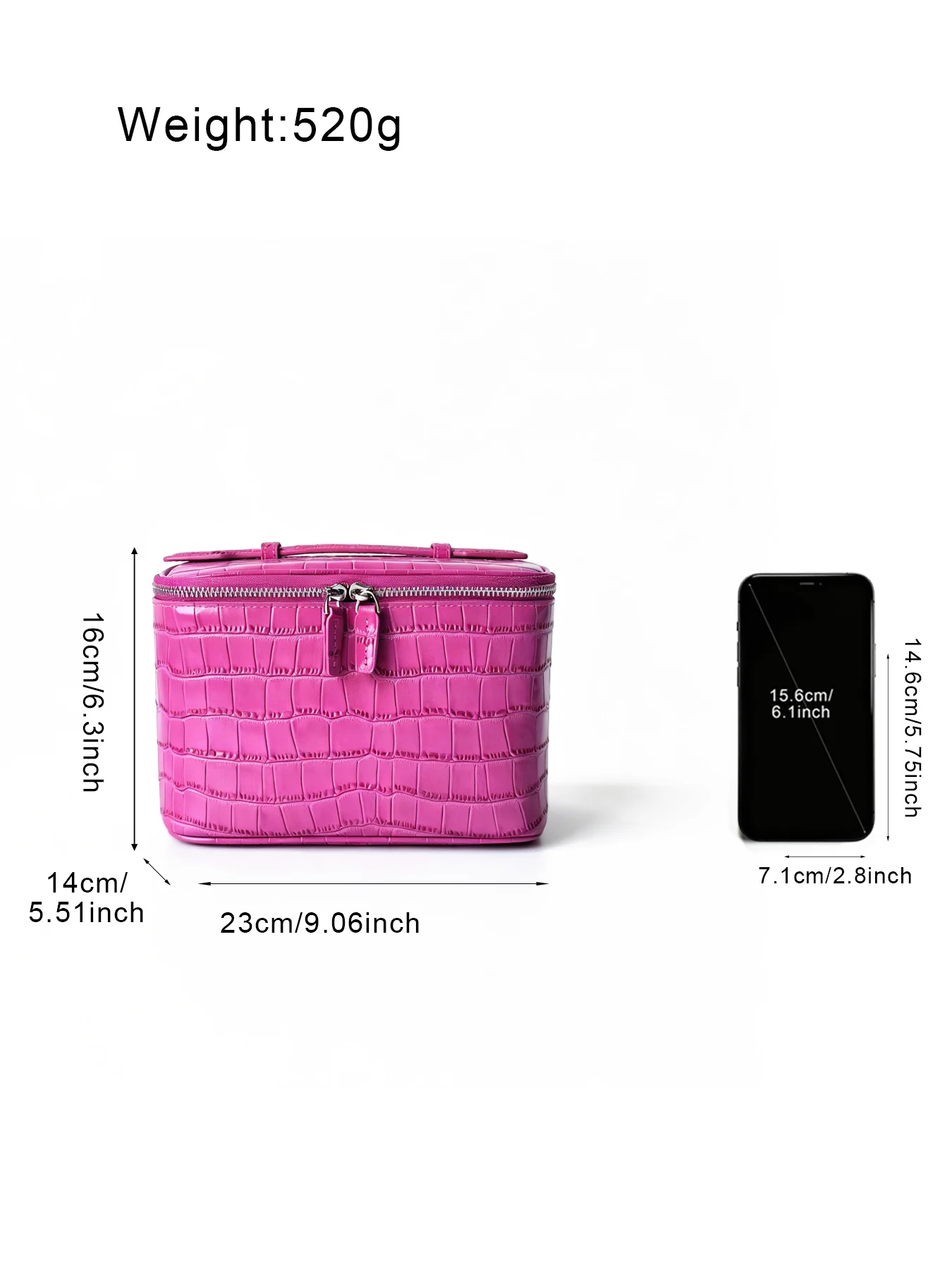 Neue Rosenrote Echte Krokodilleder-Textur Kosmetiktasche Große Kapazität Reise-Tragbare Handtasche Organizer Make-up-Tasche Etui – Detail 3