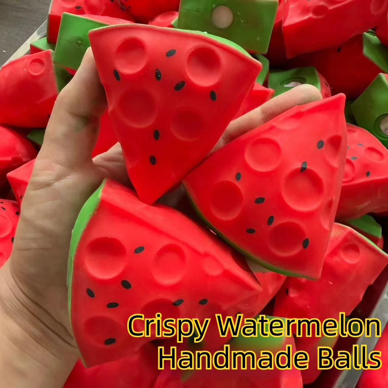DIY Handmade Squeeze Ball Non-rebound Stress Relieving Toy for Gif Crispy Sound Watermelon Block Squeezing Toy Homemade 