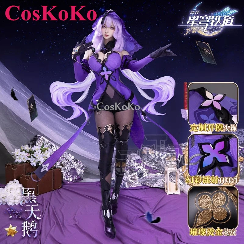 

CosKoKo Black Swan Cosplay Game Honkai: Star Rail Costume Fashion Uniforms Halloween Carnival Party Role Play Clothing XS-XL