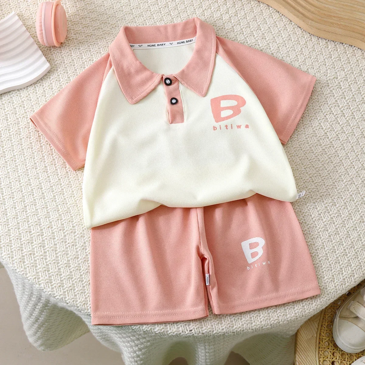 

Summer Kids Sports Clothes Sets Boys Girls Letter Print Short Sleeve Lapel T-shirt Top + Shorts Baby Casual Two-piece Clothing