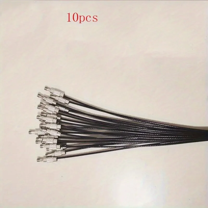 10pcs Mix Color Stainless Steel Wire Rope Screw Lock Ring, Key Ring Keychain Tag Holder Decoration