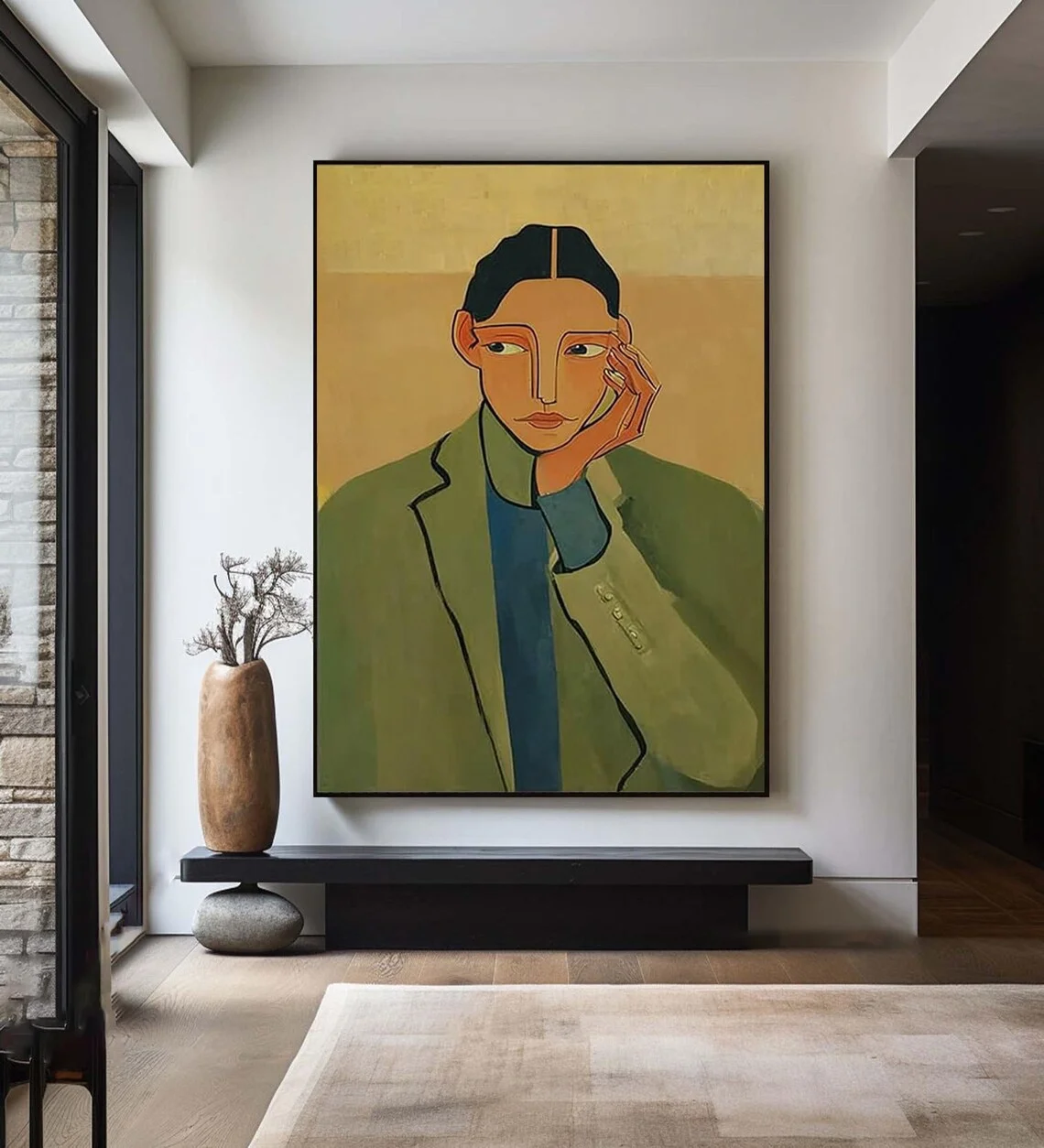 Abstract Portrait Textured Painting: Modern Figurative Wall Decor, Unique Contemporary Artwork, Hand-Painted Oil Canvas