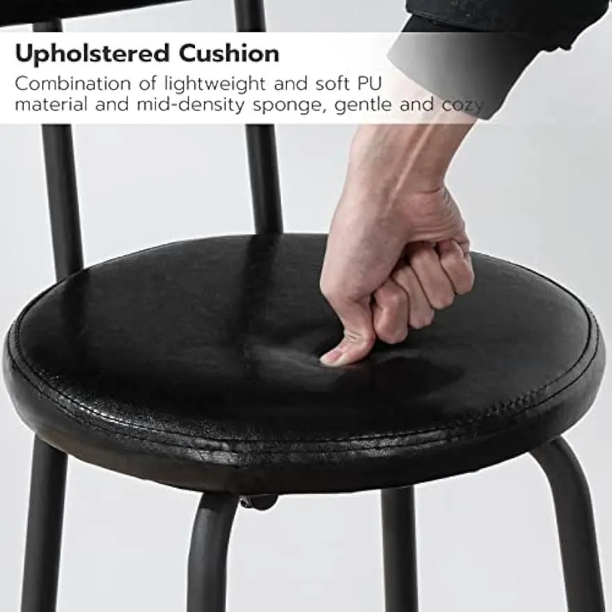 مقاعد بار، مجموعة من مقعدين بارين مع مسند ظهر، كراسي بار منجدة من البولي يوريثان مقاس 28.5 بوصة، مع مسند للقدمين