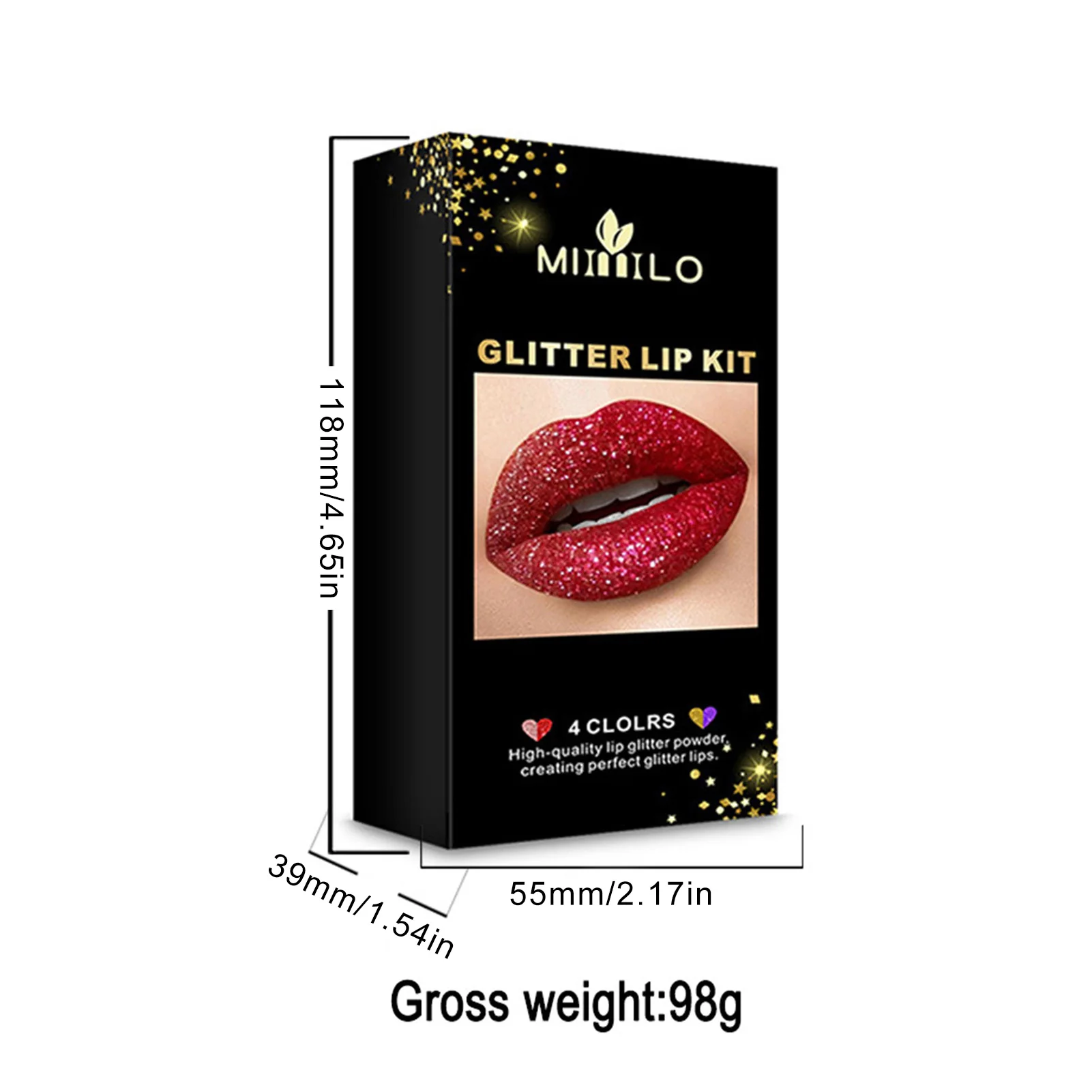 Glitter Lip Kit Long Lasting Waterproof Stay Golden Cosmetics Gloss Lipstick 4 Colors Glitter Powder Diamond Shimmer Metallic