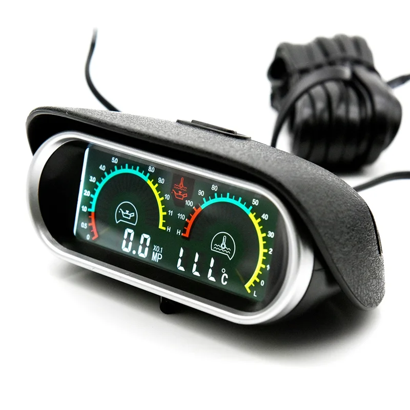 2 في 1 LCD العالمي سيارة مقياس درجة حرارة الماء الأفقي قياس ضغط الزيت 1/8NPT محول درجة حرارة الماء لمستشعر 10 مللي متر