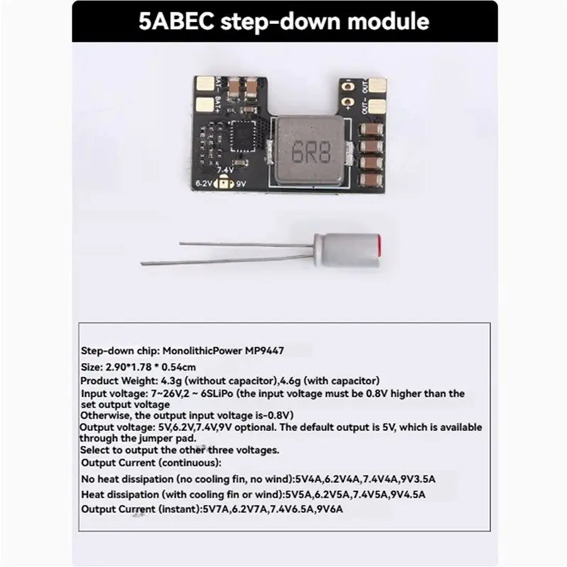 Y44A BEC Voltage Reduction Module 7A Multiple Voltage Output Step-Down Module for RC Aircraft Fixed Wing FPV Drone