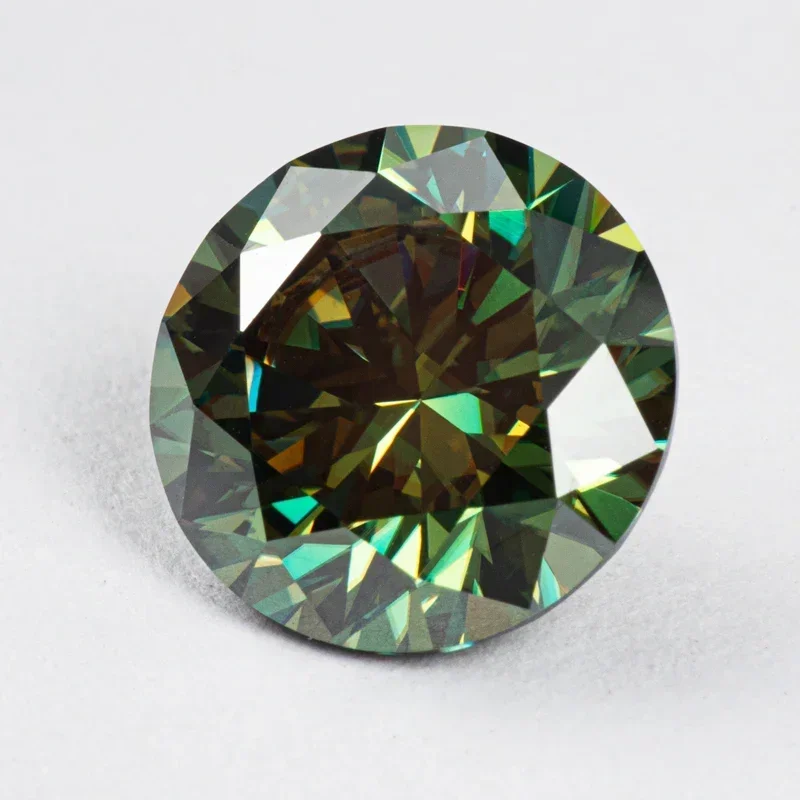 Moissanite Round Cut VVS1 warna kuning hijau kualitas terbaik dengan GRA sertifikat untuk pesona manik-manik membuat perhiasan kalung bahan