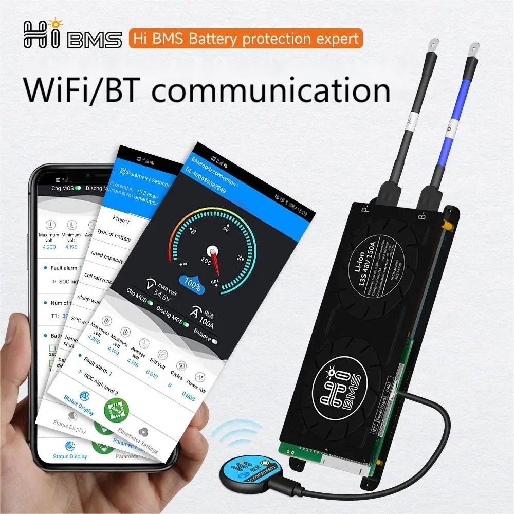 DALYBMS أحدث WiFi Bluetooth 250A Lifepo4 BMS 4S 8S 16S 12V 24V 48V إلى العاكس مع موازن في بطارية إمداد الطاقة