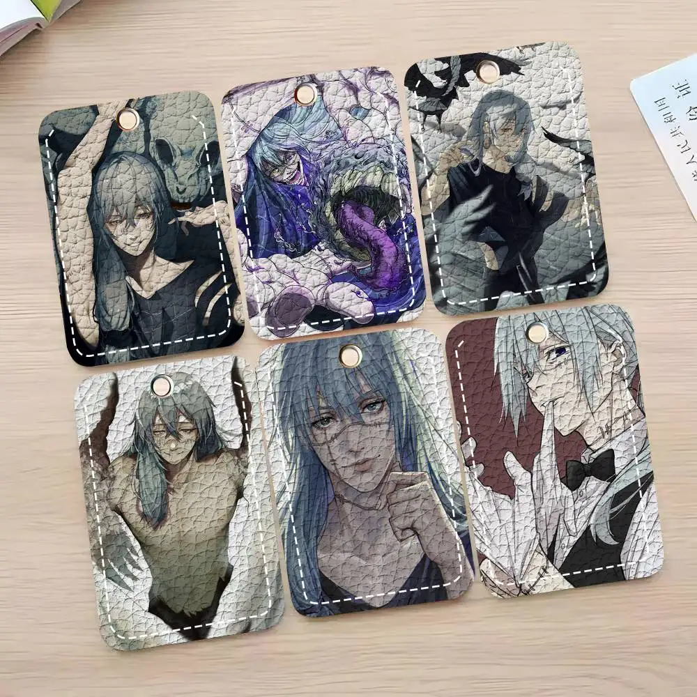 M-mahito Jujutsu Kaisen Anime Card Case Keychain Access Card Bag Key Tag Ring Leather Card Holder Key Ring Access