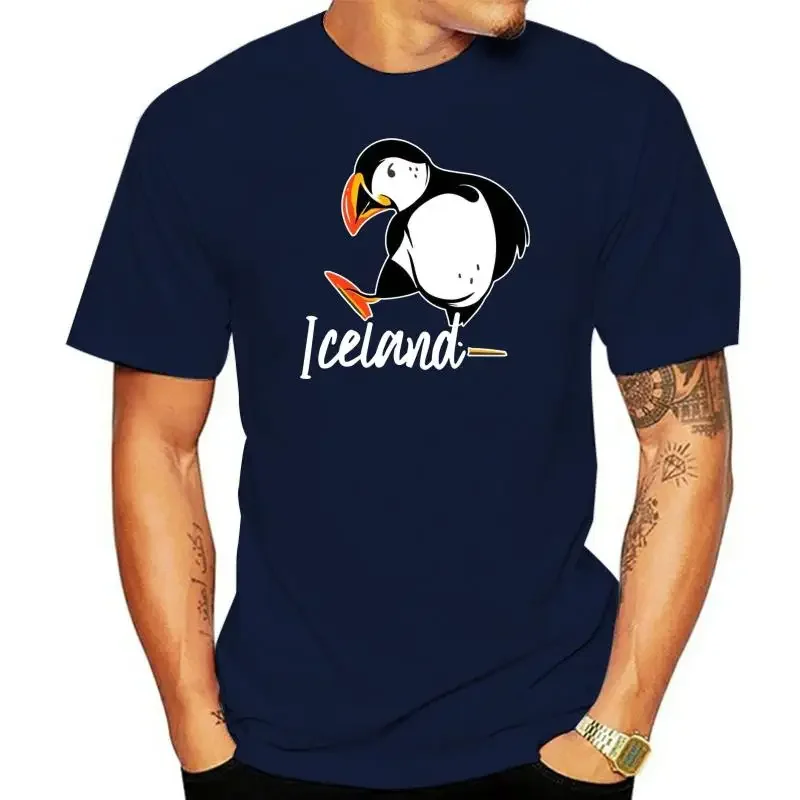 Iceland Shirt With Puffin Bird T-Shirt For Men, Color Black Navy, Size S-5Xl Harajuku Tee Shirt anime clothes streetwear COTTON