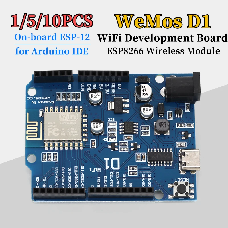 1/5/10Pcs WeMos D1 WiFi Development Board ESP8266 Wireless Module with On-board CH340C and AMS1117 for IoT Projects ﻿