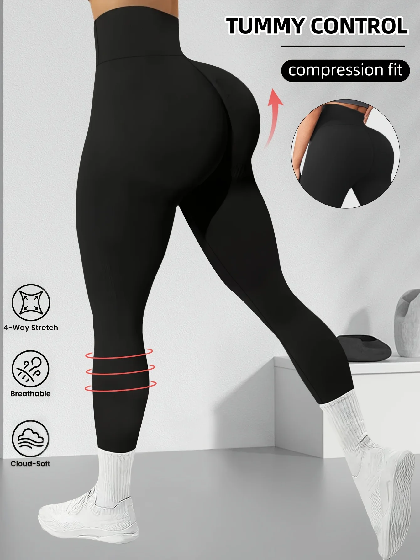 

Womens High Waisted Leggings Butt Lifting Sweatpants Hip Shaping Create Charming Hip Contour Solid Color Stretchy Skinny Trouser