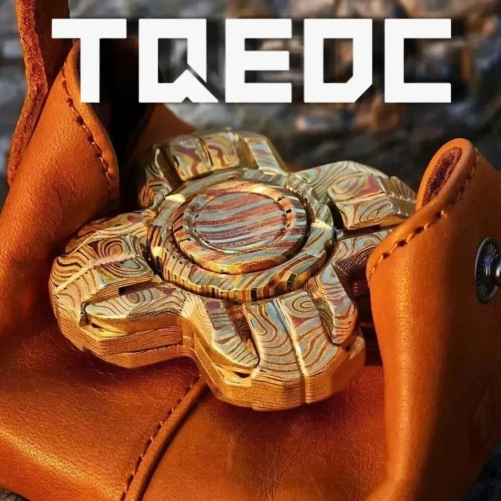 TQEDC Titanium Staal Mokume Open Nagel Gyro Fidget Spinner Stress Relief Speelgoed Fidget Speelgoed Volwassen Angst Relief Origineel Ontwerp