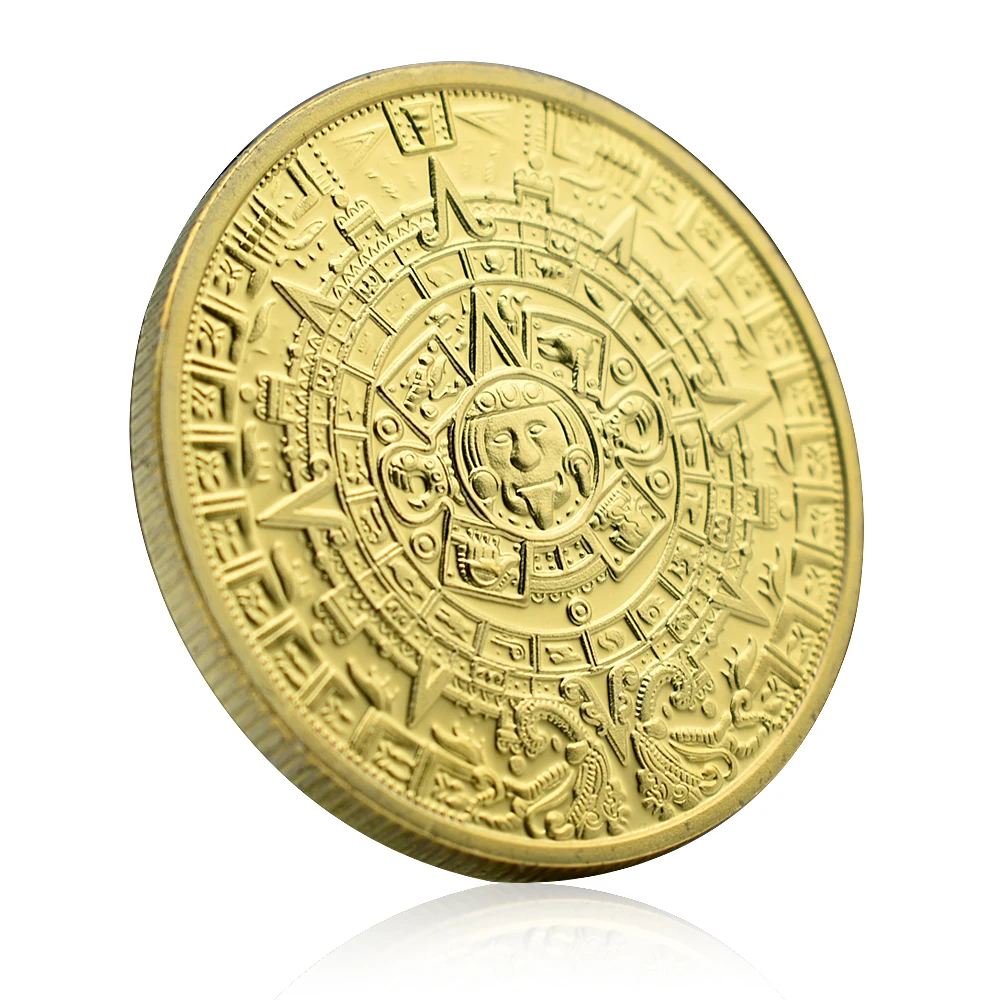 Mexican Mayan Commemorative Coin Calendario Azteca Y Pledra Del Sol Metal Plated Craft Challenge Coin Collection Gift