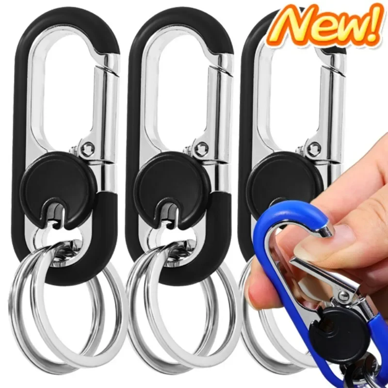 Double Ring Keychain Business Key Holder Men's Fashion Key Chain Gift Metal Key Buckle Car Styling Auto Car Accessories