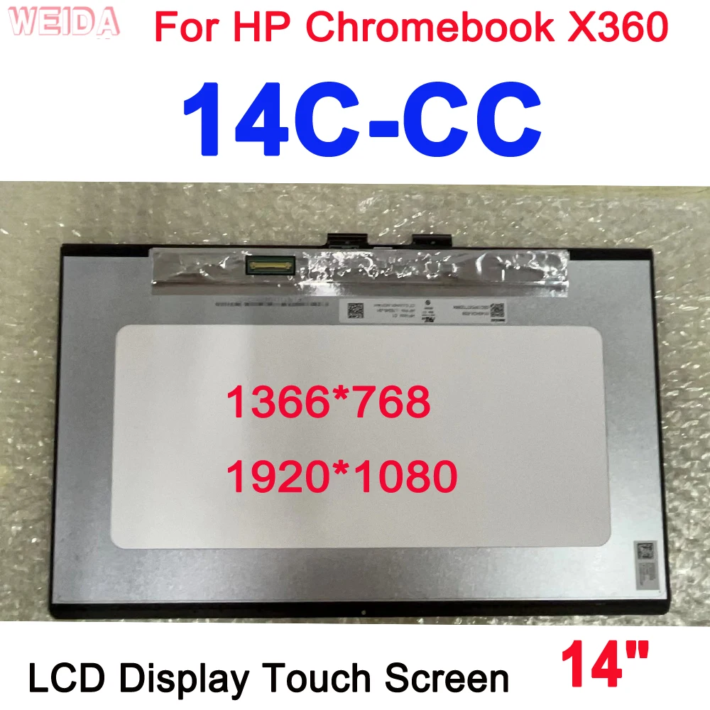 

14" LCD For HP Chromebook X360 14C-CC LCD Display Touch Screen Assembly For HP 14C-CC0000 14C-CC0XXX M47326-00 LCD Replacement