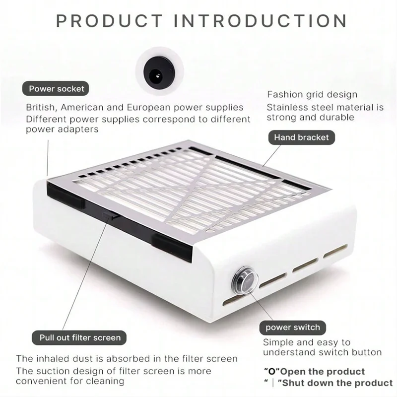 Potężny odpylacz do paznokci nowy ulepszony środek do czyszczenia paznokci-odpylacz do paznokci z filtr wielokrotnego użytku filtrem do paznokci