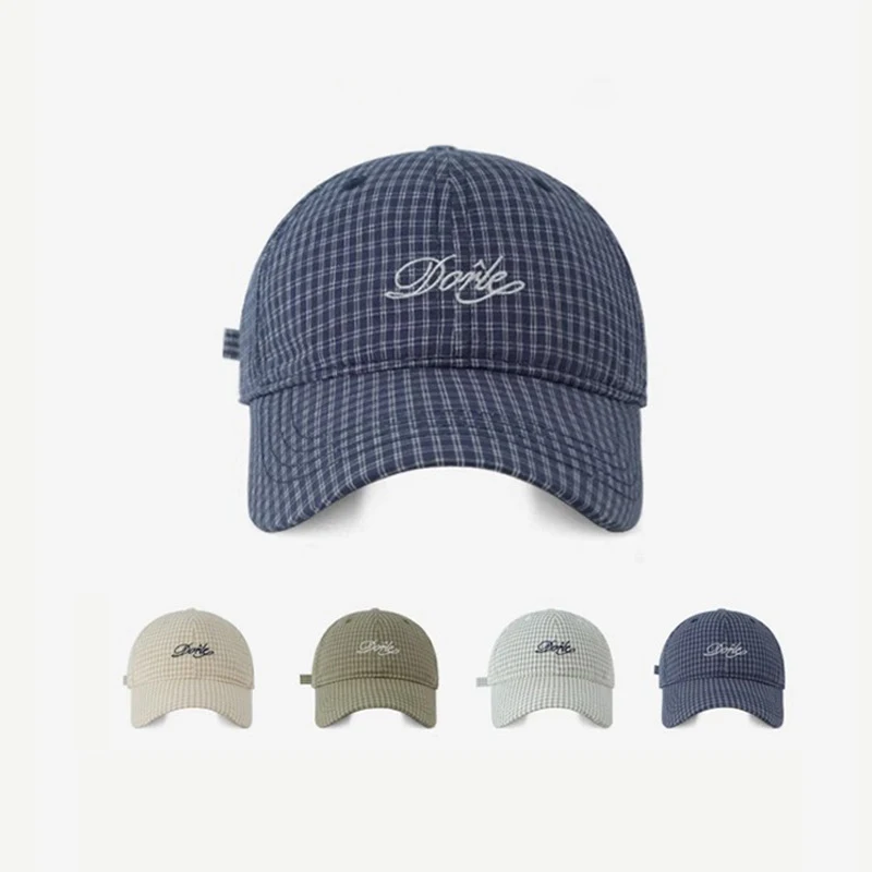 

Unisex Visors Plaid Embroidery Korean Fashionable Retro Sweet Versatile Casual High Quality Baseball Caps Outdoor Sunshade Hats