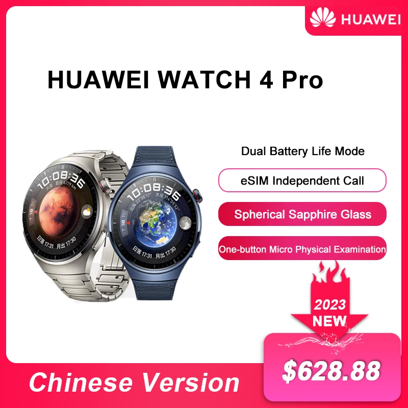 

2023 New Huawei Watch 4 Pro Smart Watch ESIM Independent Call Men Women Full Touch Screen Health Monitor Bluetooth Sport Watch