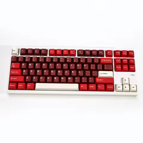 KBDiy 174 Keys GMK Jamon Keycaps Set Red Double Shot PBT Cherry Profile Custom Retro Key Caps for Mechanical Keyboard Keycap