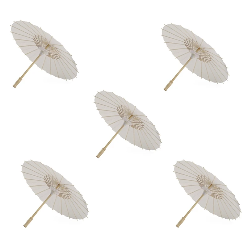 

5PCS Paper Parasol 60Cm Beach Umbrella White DIY Umbrella Photography Props for Baby Shower Party Wedding