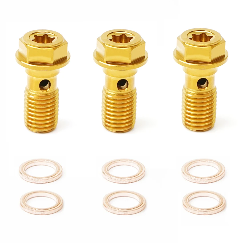 Universal Golden M10X1.25 Banjo screws stainless steel for Motorcycle Brake tubing Hose brake caliper Yellow Oil Nozzle screws