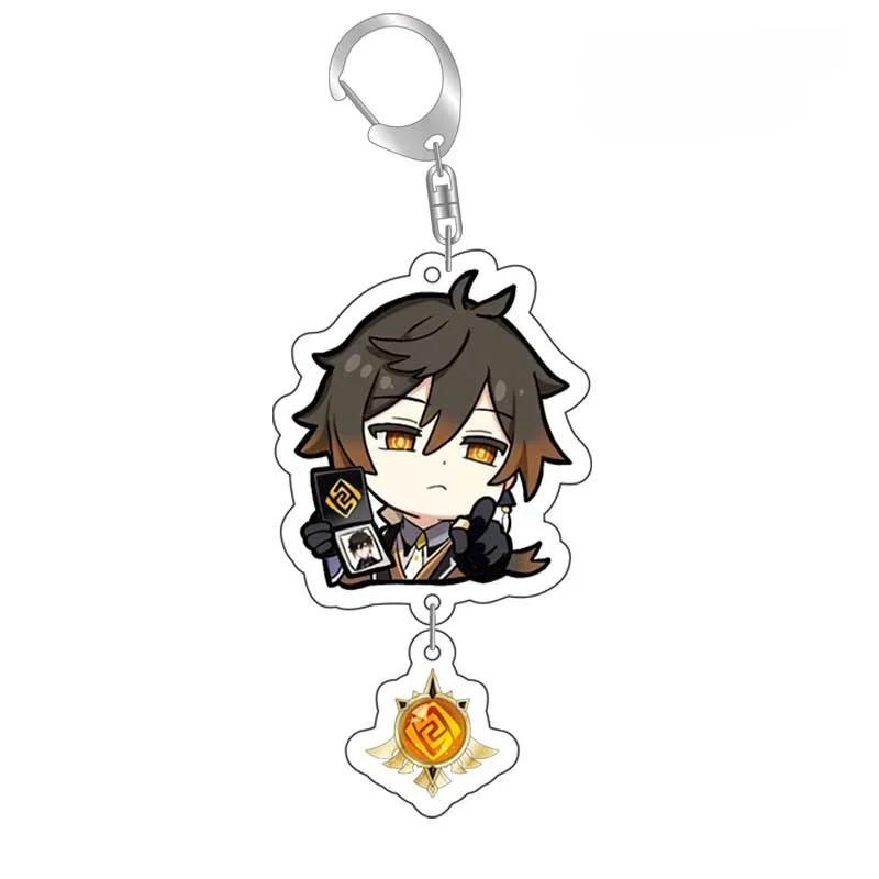 1Set Genshin Impact Acrylic Keychain with Vision Pendant, Kaedehara Kazuha Tartaglia Diluc Kaeya Character Bag Charm for Game Fa